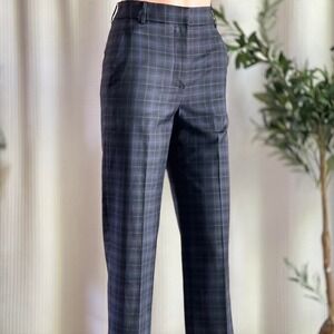 NWOT Tibi Gray Plaid Wool Blend Cropped Pants Career Business Trousers Size 00‎
